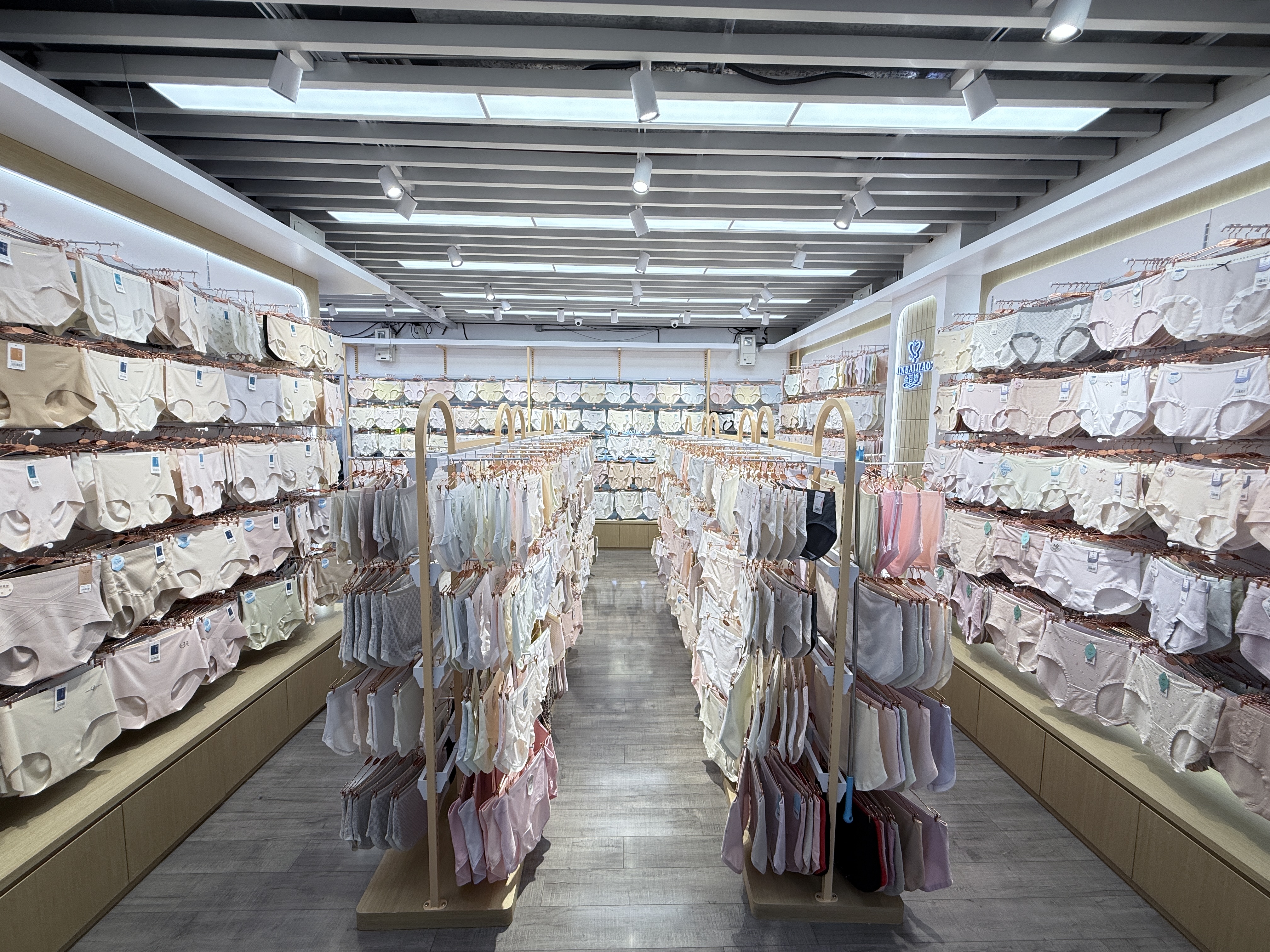 OEM underwear showroom featuring multiple styles and size options